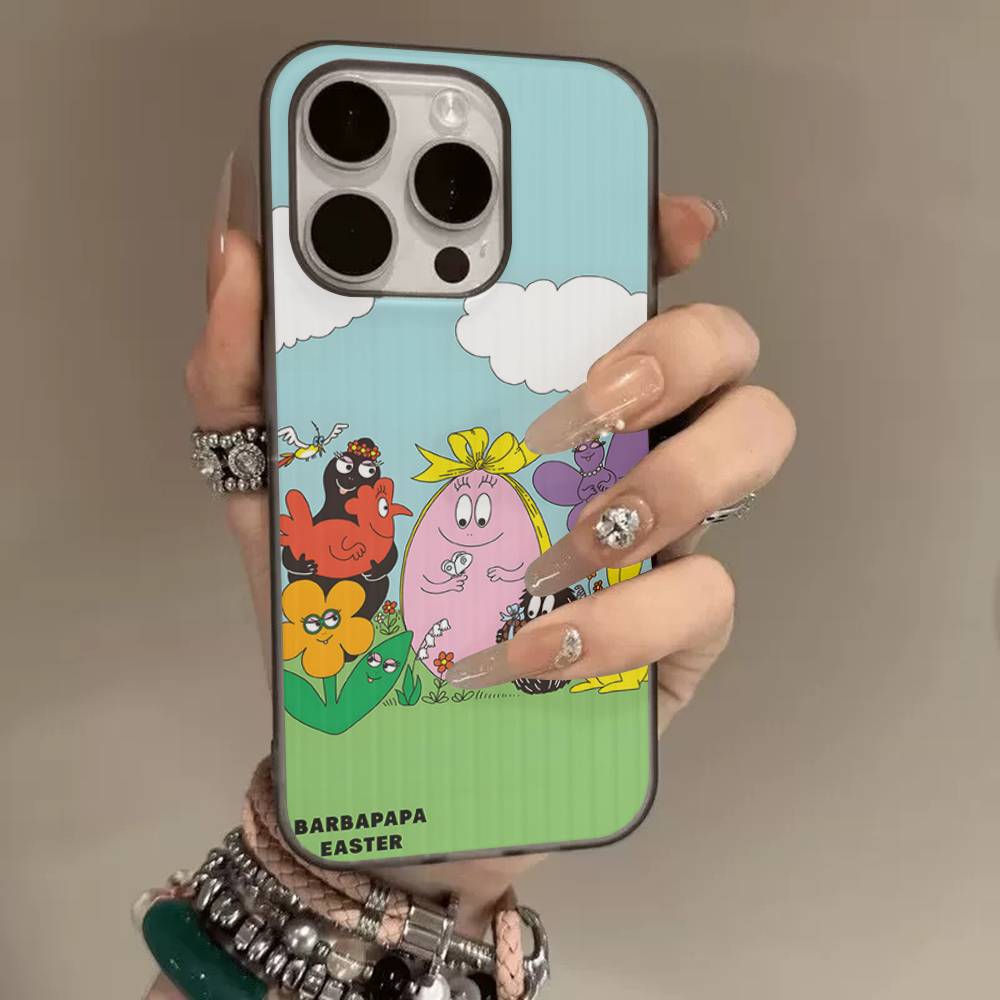 Cartoon Barbapapa Phone Case For IPhone 17 16 15 14 13 12 11 Corrugated Frosted Soft Cover Anti-Slip