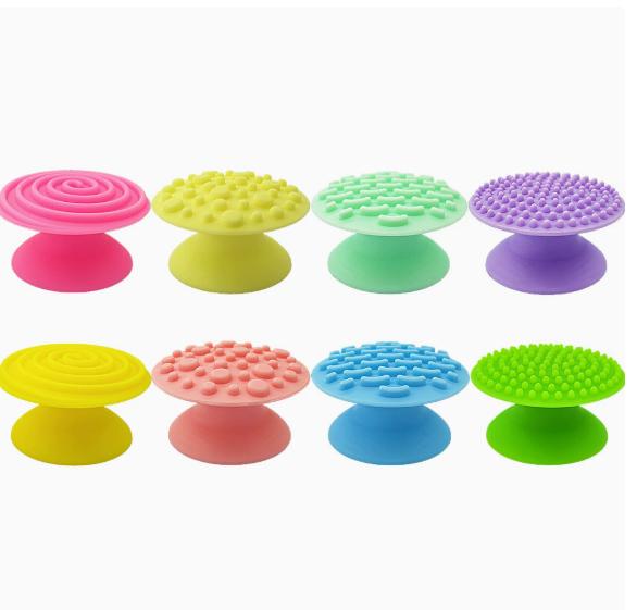 8pcs Silicone Touch Sensory Stone Toy Suction Cup Phone Stone Holder Stress Relief Squeeze Toy