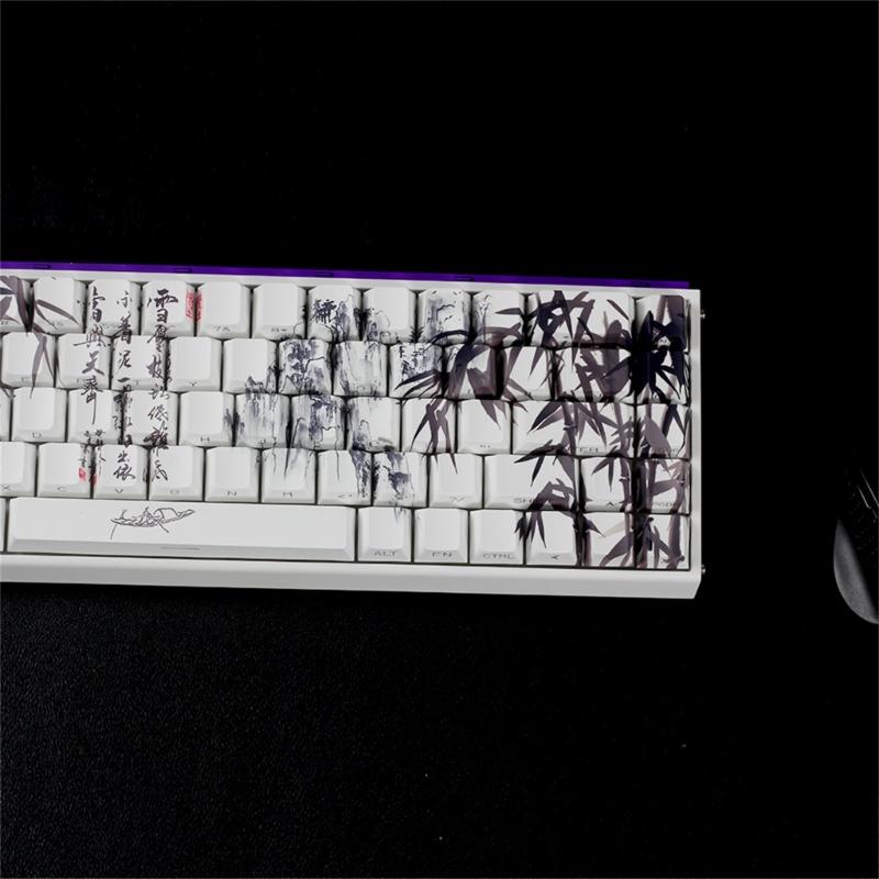 Bambuswald-Thema PBT Tastenkappen Originalprofil Farbstoff Sub Seitendruck Für 61 64 68 ANSI ISOs Mechanische Tastaturen