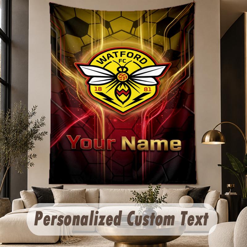 Custom Text Tapestry Watford FC Print Wall Tapestry Indoor Living Room Wall Decor
