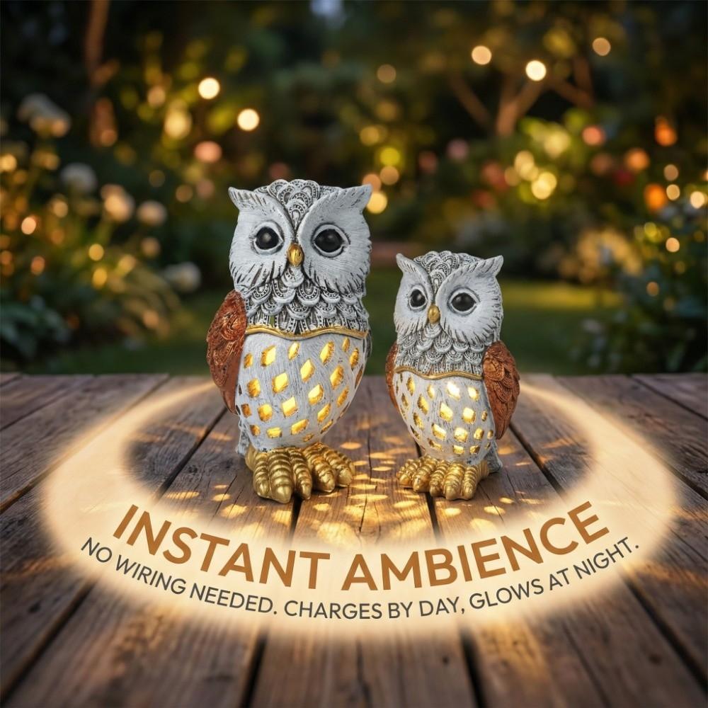 Animal Outdoor Projection Lamp Solar Powered Garden Decoration Lights Owl Resin Light  Courtyard