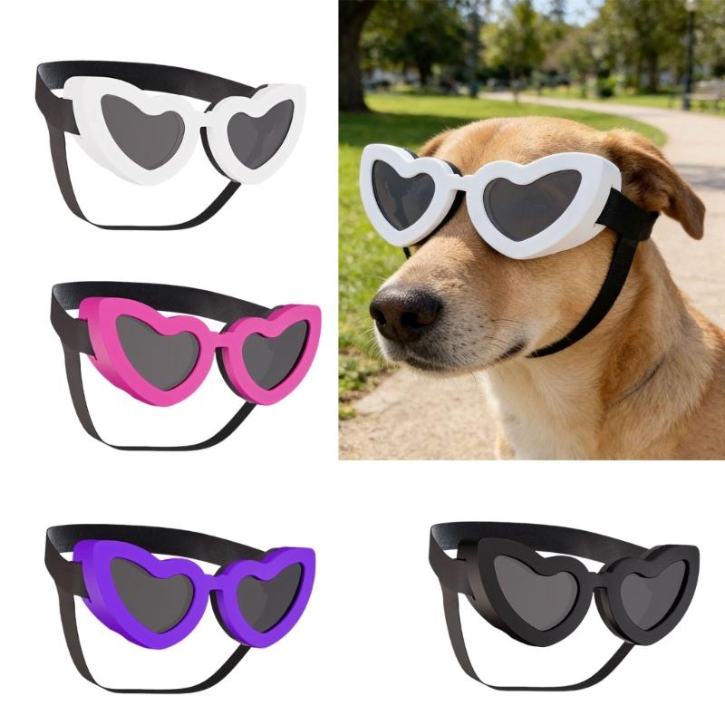 Cute Heart Design Dog Sunglasses PC Lens Wind Sand Dust Proof Protective Eyewears For Pet Walking Running