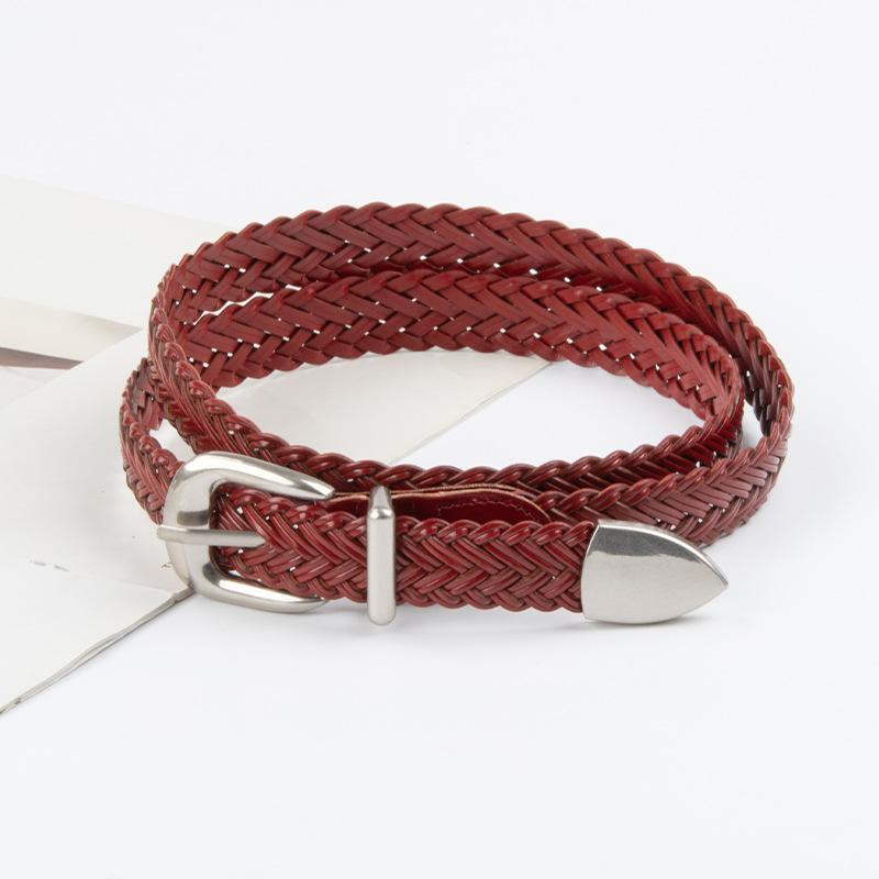 Women's Woven Vintage Belt, Paired with Denim, Casual Pants Decoration, Non Perforated Needle Buckle Belt, Lightweight Design
