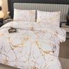 3Pcs Modern Simple Bedding Set Solid Color Pink/Grey/Green/Blue/Purple Marble Pattern Hot Stamping/Silvery Duvet Cover Set