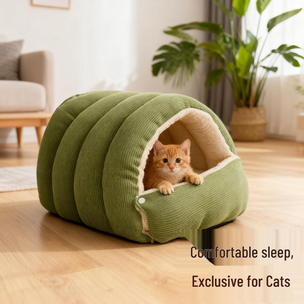 Four Seasons Washable Warm Cat & Dog Bed, Enclosed & Thickened, Suitable for Small to Medium Pets.