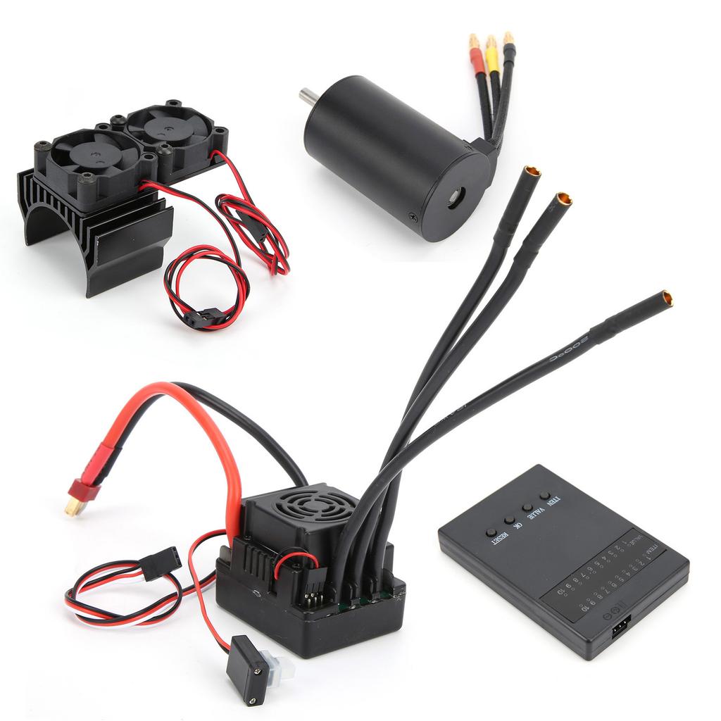 3660 3800KV Brushless Motor 80A ESC+Programmer Card Motor Heat Sink Set for 18 RC Car