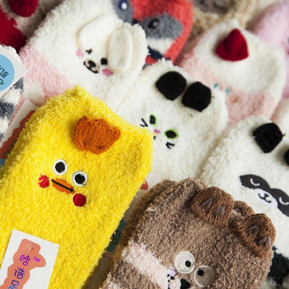 Soft with Tapered Box Cute  Hosiery Ankle Towel Winter Warm Animal Embroidery Floor Thicken Socks
