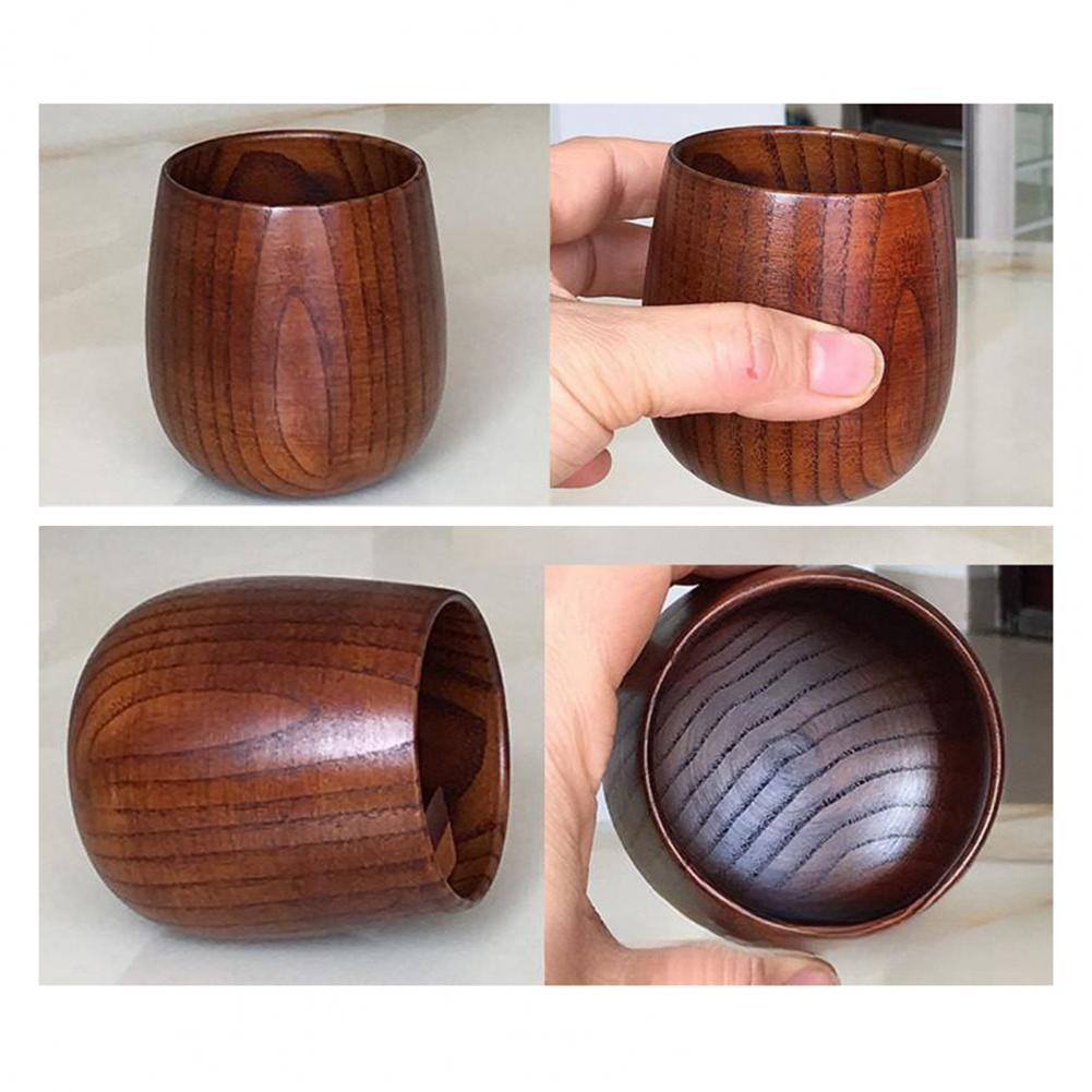 Natural Solid Wood Tea Cup Handcrafted Wooden Tea Cups for Tea Lovers Vintage Drinking Cup for Coffee Wine Natural Wood