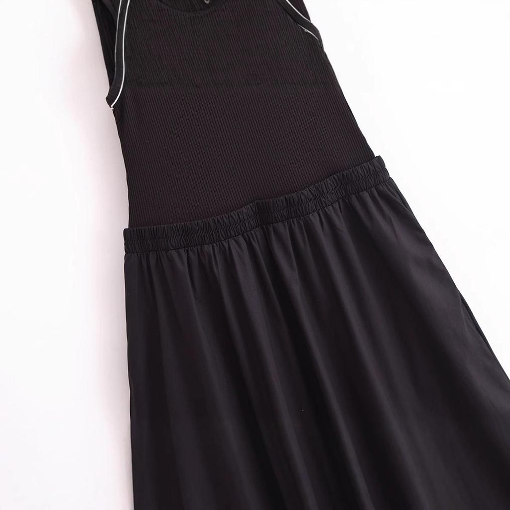 2025 Spring Women's European & American Style Sleeveless Patchwork Dress