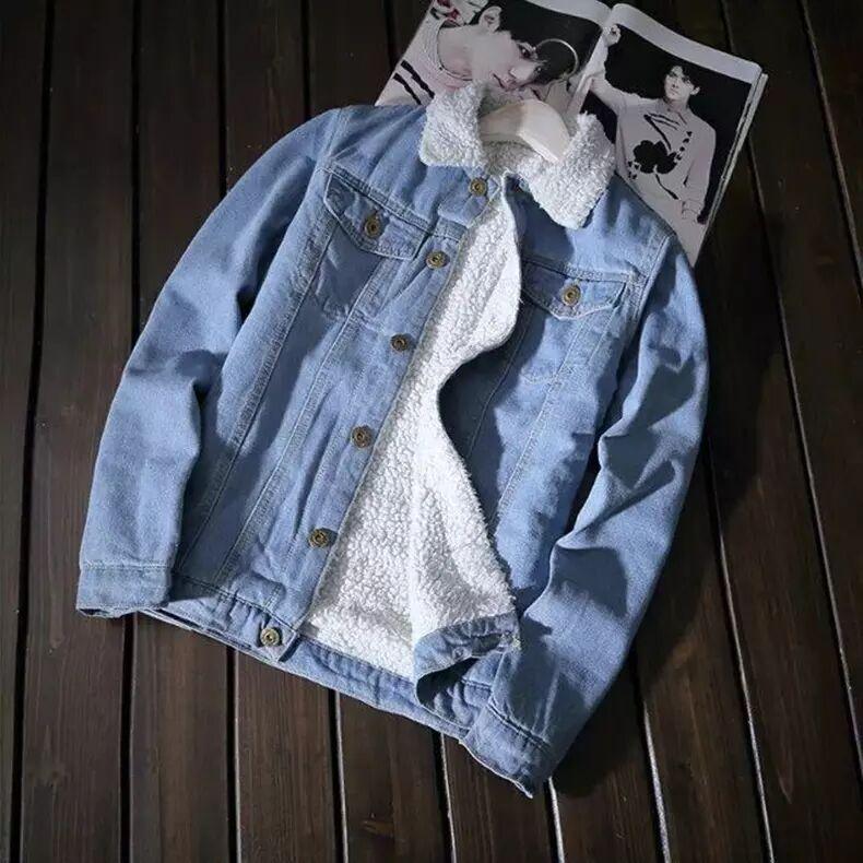 Men's Trendy All-Match Thick Winter Warm Velvet-Lined Denim Jacket