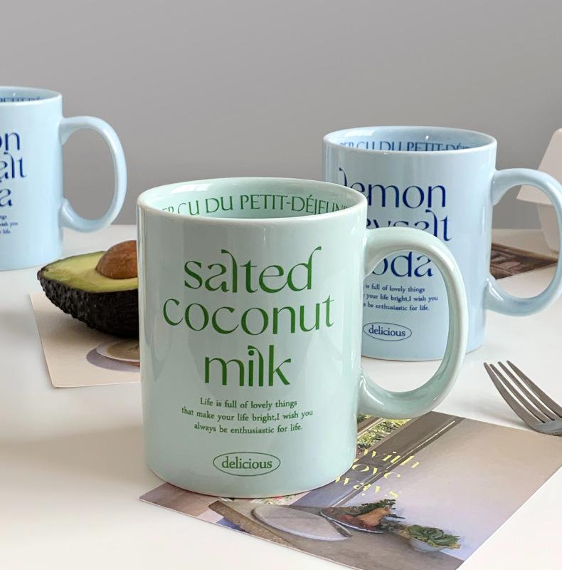 Cute Ceramic Mugs Coffee Cups 300ml Creative Letters Mug Home Kitchen Decoratio Milk Yogurt Breakfast Tea Water Cup Office Gift