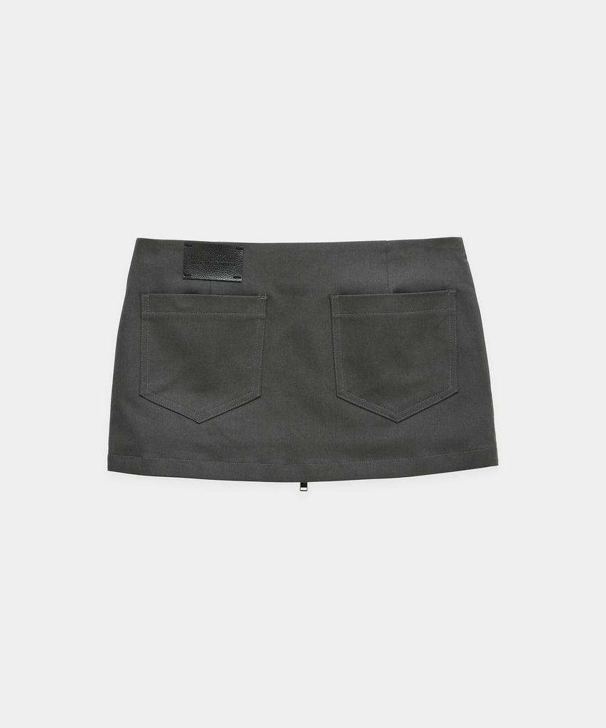 ETRE AU SOMMET Front Zip Belt Detail Mini Skirt (Dark Gray)