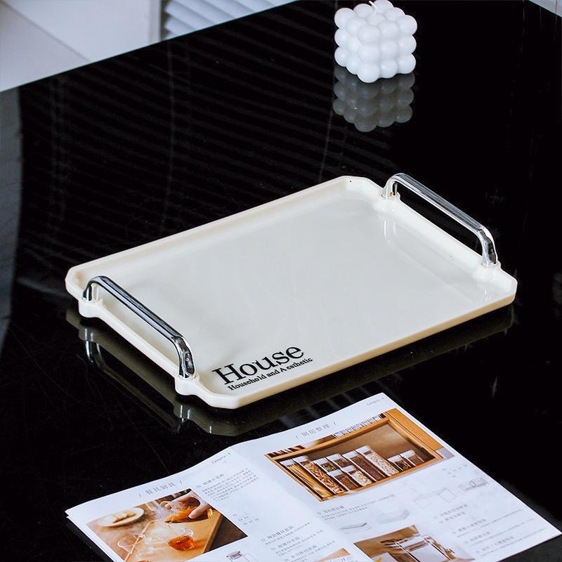 

Plastic Storage Tray With Handles Dessert Plate Nut Fruit Cake Tray Home Tea Tray Desktop Cosmetic Jewelry Tray Serving Tray
