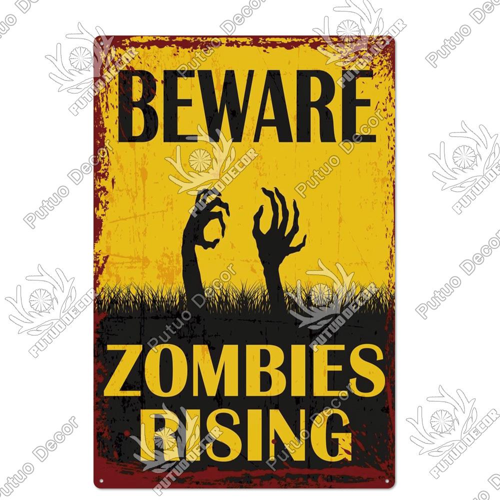 Decor Zombie Vintage Tin Sign Plaque Metal Plate Retro Posters Wall Decor for Bar Pub Club Man Cave Art Painting