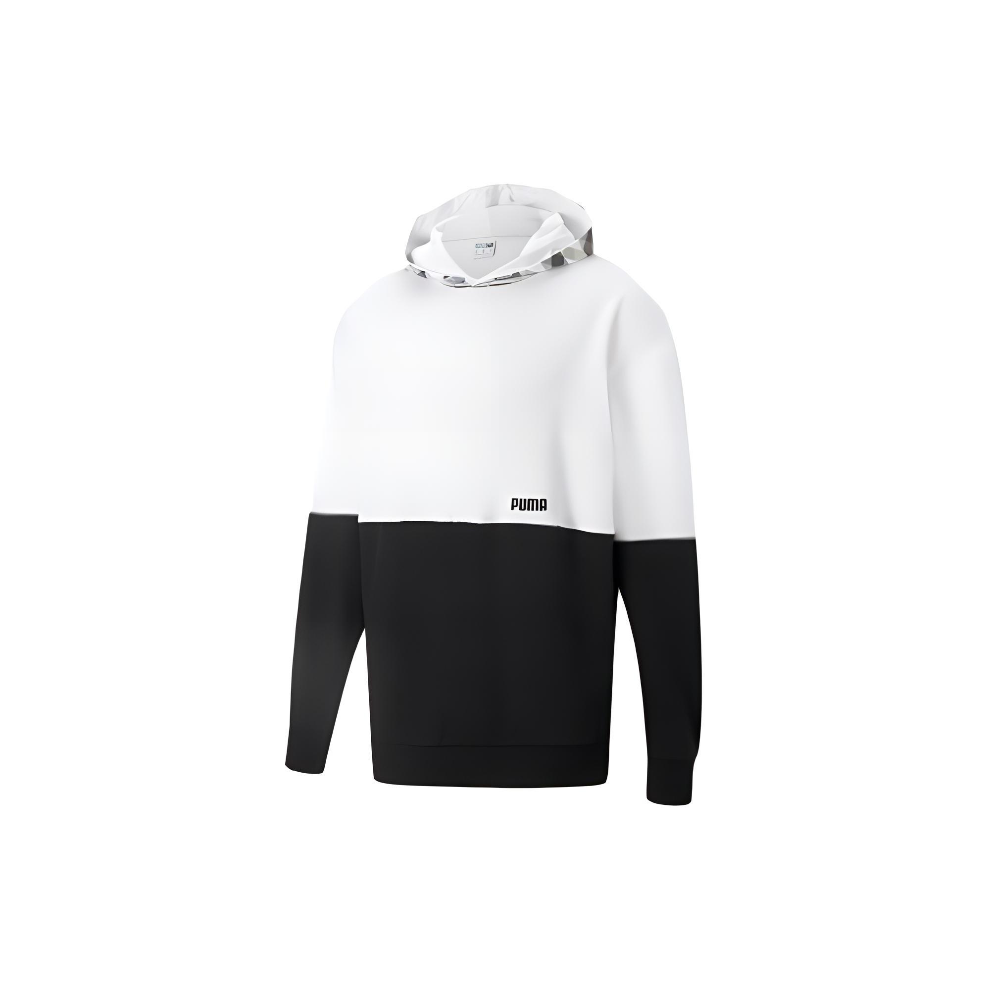 PUMA Kontrast Hoodie  White Black  Men s 531309-02 L