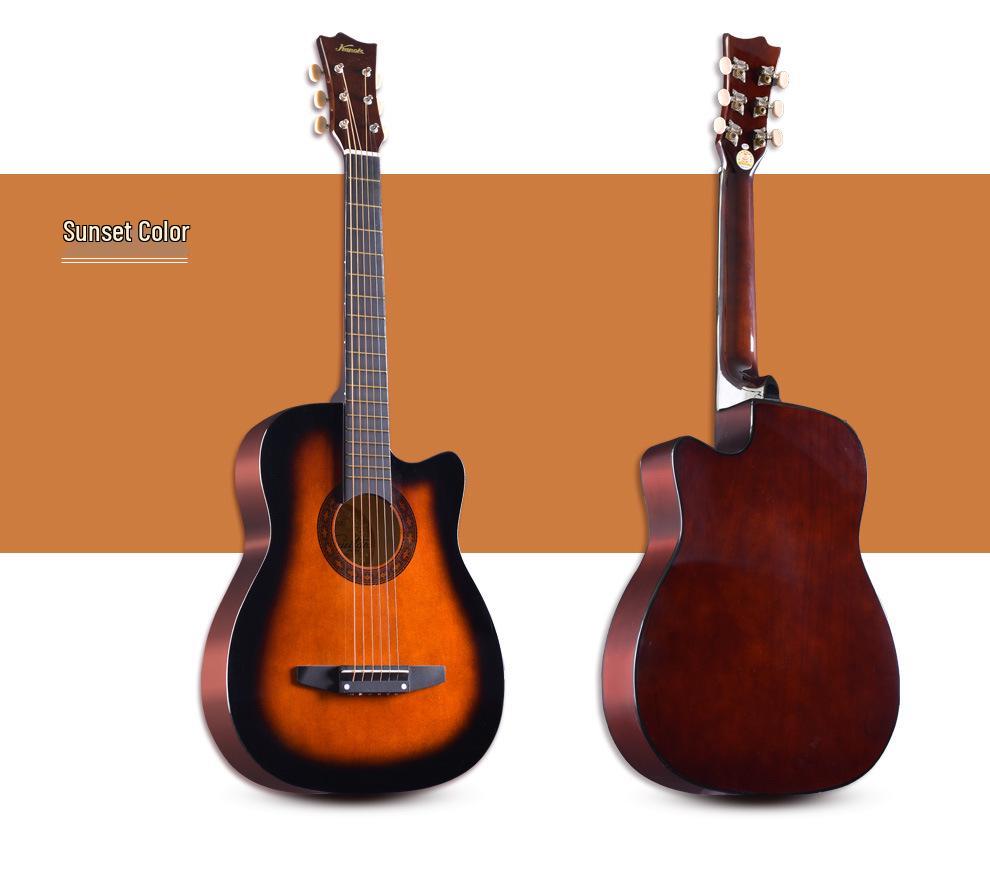 Red Cotton zs-1 38" Beginner Folk Guitar - Wooden Steel String for Boys & Girls