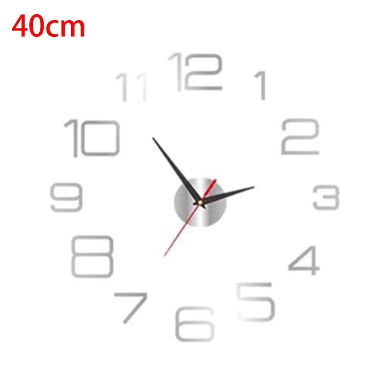 3D Mirror Wall Clock Luminous Modern DIY Frameless Sticker Large Silent Quartz for Living Room Office