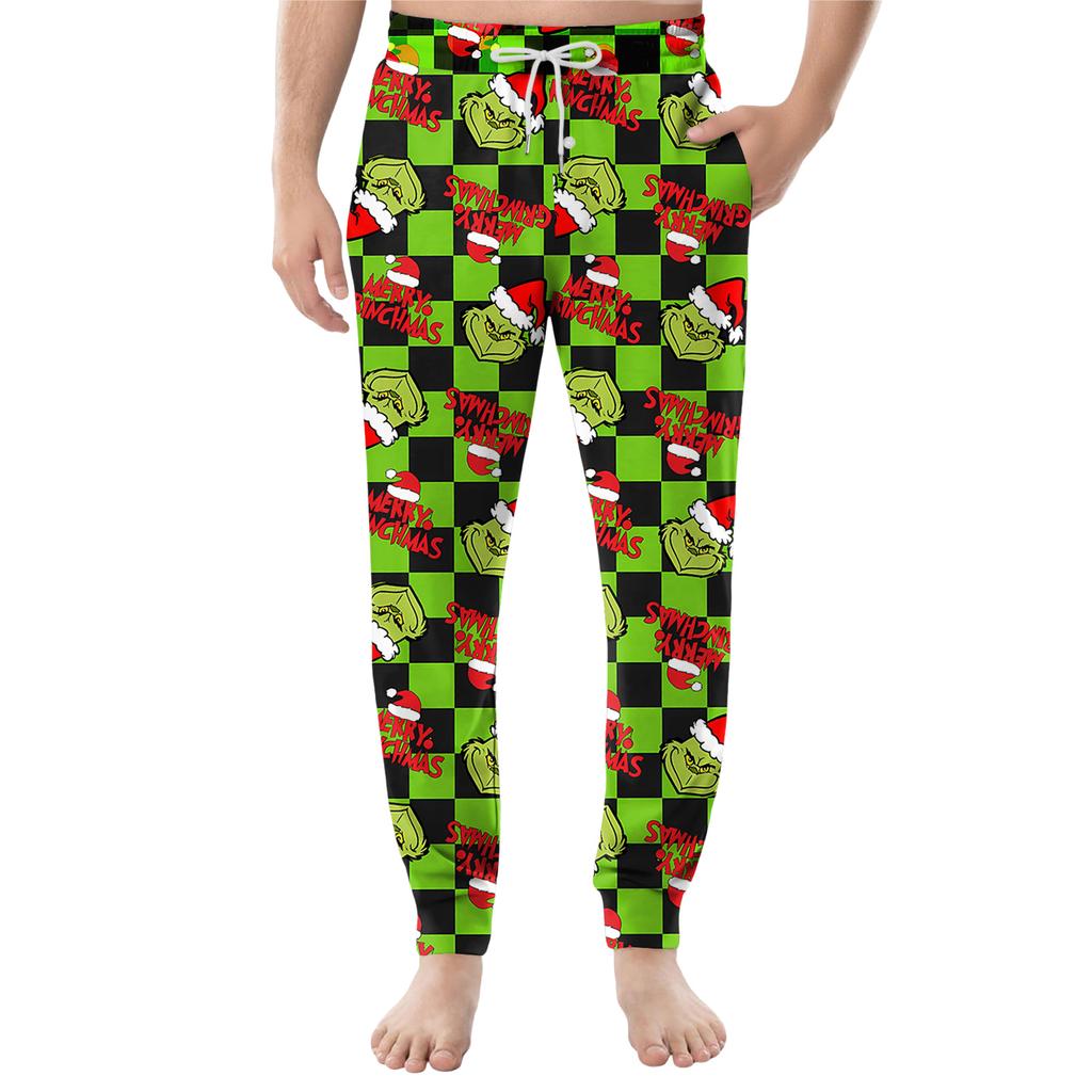 Pánské ležérní kalhoty se stahovací šňůrkou, kapsami a manžetami, domácí spací kalhoty