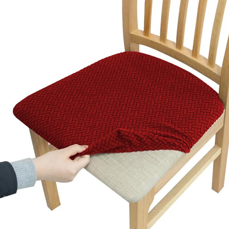 Jacquard Chair Seat Cover For Kitchen Dining Room Wedding Removable Stretch Elastic Dining Slipcovers Chair Cushion Cover 1PC