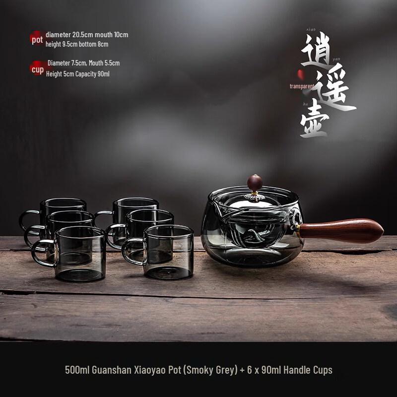 ZISIZ Heat-Resistant Glass Teapot with Side Handle