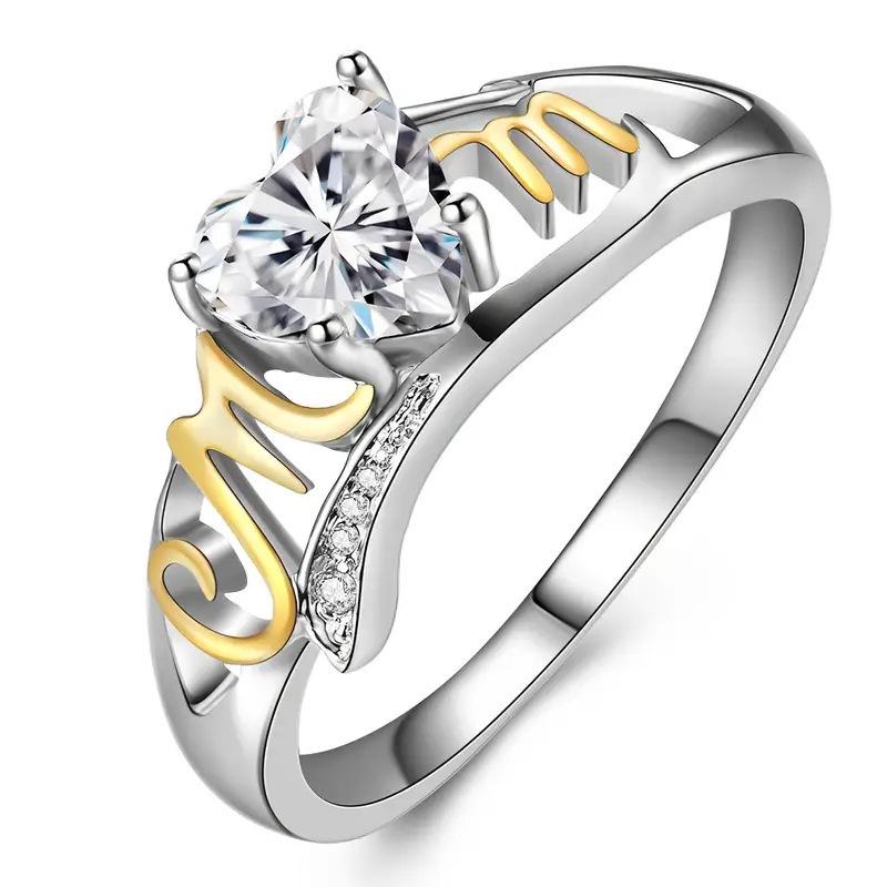 Mother s Day Gift: European-Style Heart-Shaped Zircon Ring Size 9