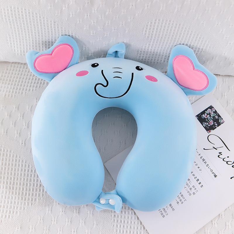 Cartoon Memory Foam U-Shaped Neck Pillow for Travel and Office