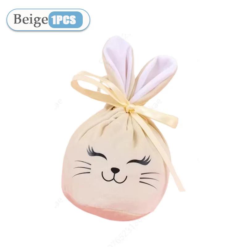 1-40 Stück Hasentüten mit Hasenohren Weiche Samt-Geschenktüten Niedliches Hasenlächeln Perfekt für Zucker Süßigkeiten Osterdekoration und Geschenkverpackung