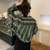 Früher Herbst Slim Lässig Gestreiftes Kurzhemd Herbst Damen Kurze Jacke Schicke Nischen-Tops
