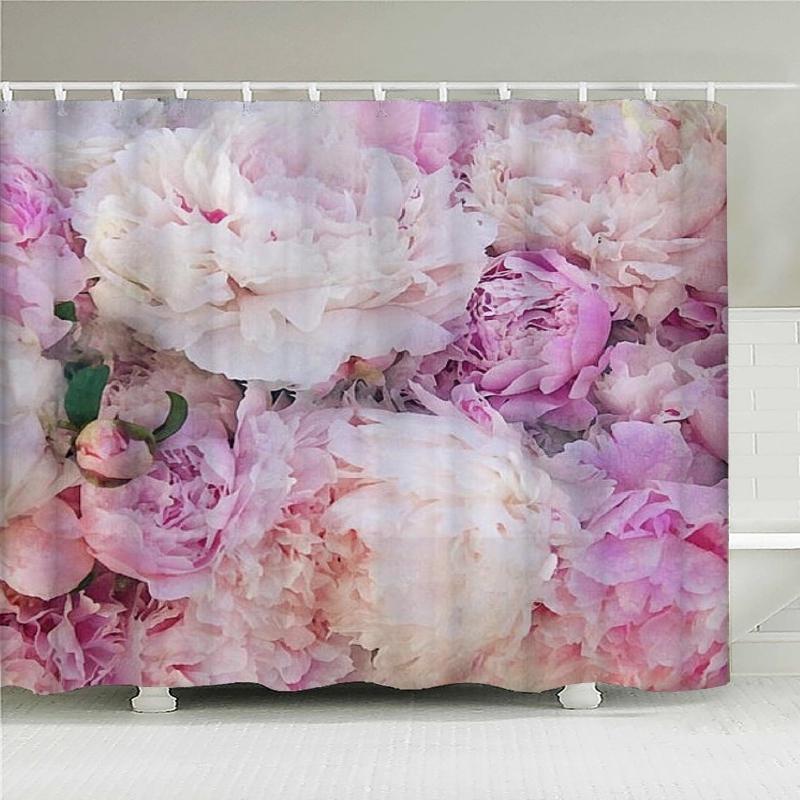 

Занавеска для душа с цветочным принтом тюльпанов, водонепроницаемая занавеска из полиэстера с крючком для ванной комнаты, декоративная занавеска 180x180 см