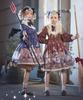 [Milky Time] Lolita Classic Lolita Dress with Mutton Sleeves, Long Sleeves, Magic Crystal, and Cat Design (Navy)