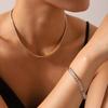 Wind Stainless Steel Inlaid Square Zircon Necklace Bracelet Light Luxury High-end Collarbone Chain Jewelry