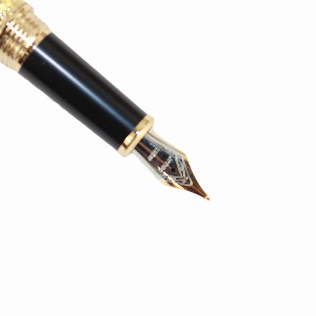 Gullor Fountain Pen Black and Gold Snake 3D Medium Nib Pattern,