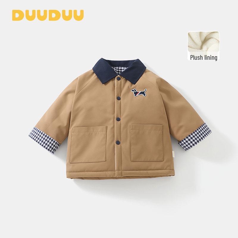 DUUDUU 2025 New Style Infant & Toddler Jacket - Fleece-Lined Korean Style Cotton Coat for Baby Boys
