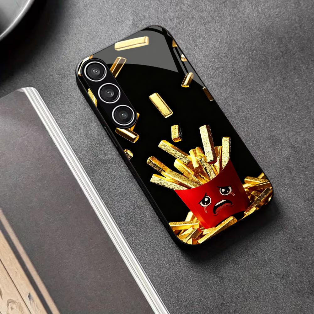 French fries Protective Exquisite High-end PhoneCase Glass TPU PhoneCase for Samsung Galaxy S26 S25 S24 S23 S22 FE,Ultra,Plus