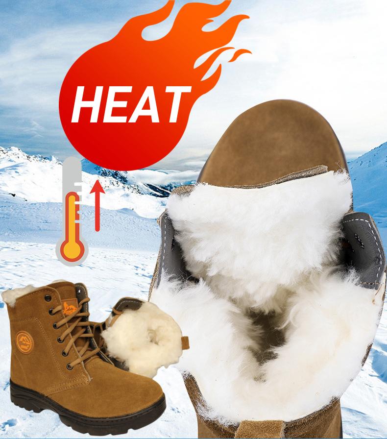 Winter Kuhfell Schneestiefel - Verdickt, Kältefest, Plus Samtwolle, Dicksohlig, Outdoor, Warm, Arbeitsschutzschuhe