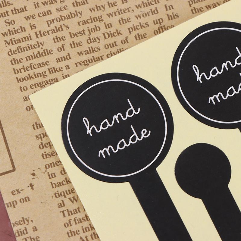 100Pcs Adhesive Long Style Handmade Cake Packaging Sealing Label Kraft Sticker