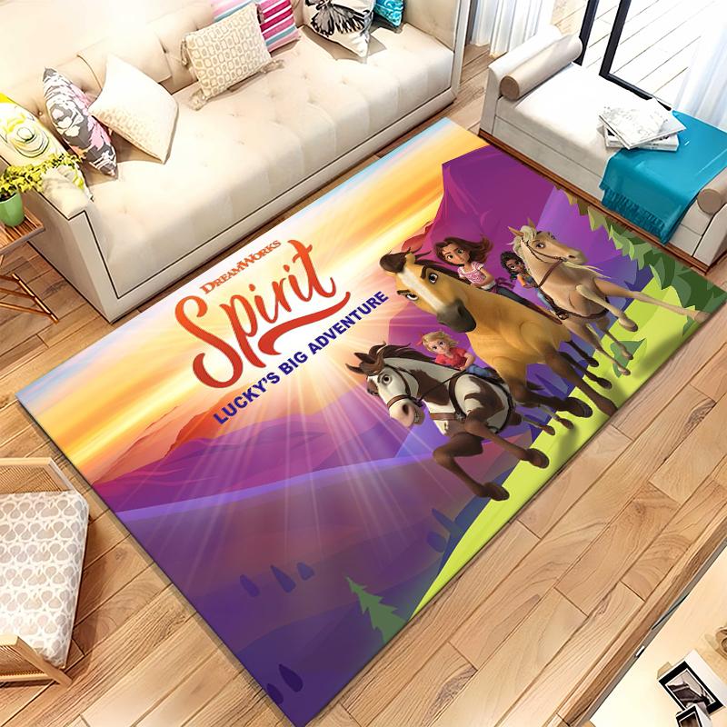 

Cartoon Spirit Riding Free Horses Living Room Non-Slip Area Rug Soft Carpet for Bedroom Kids Playroom Sofa,Home Decor Doormat 40x60cm