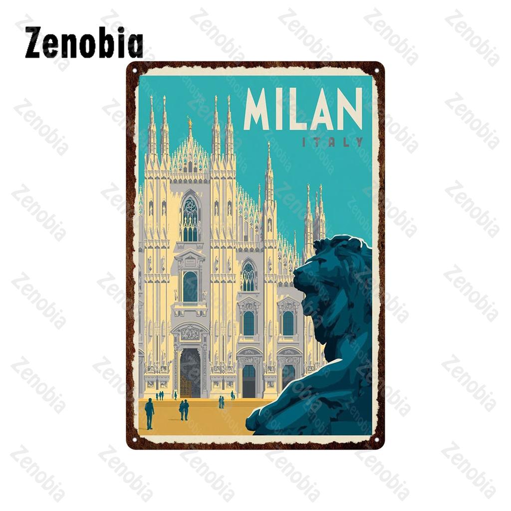 Country Landscape Metal Poster Classic National Landmark Building Metal Sign Vintage Tin Sign Wall Stickers for Home Decoration
