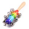 Colorful Rainbow Hand Held Bell Stick Wooden Discussion Musical Toy for Adult KTV Party Kids Game Gift