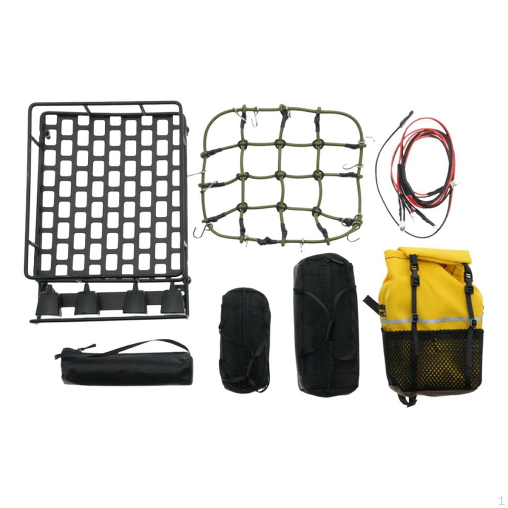 1: 10 RC Crawler Roof Rack and Luggage Set DIY Decoration Parts Accessory for 1/10 1/12 1/14 Models