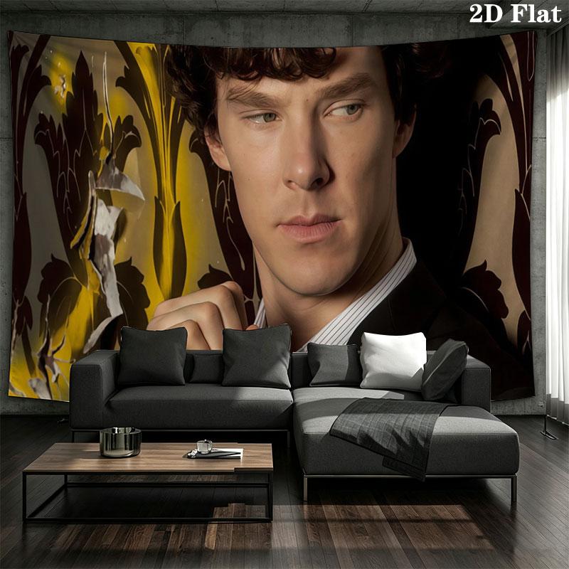 Sherlock Holmes Wall Tapestry, Aesthetic Printed Fabric Blanket, Suitable for Bedroom, Living Room, and Home Decor.