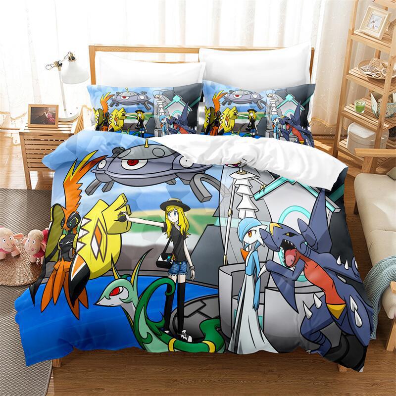 Cartoon Animation Digital Printing Bedding Quilt Cover Microfiber Polyester Cotton Three-Piece Set