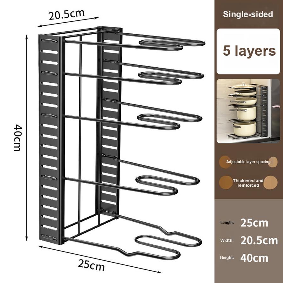 Kitchen Shelf Pot Organizer Multi-Layer Adjustable Pot Rack Storage Shelves for Under Sink Cabinet