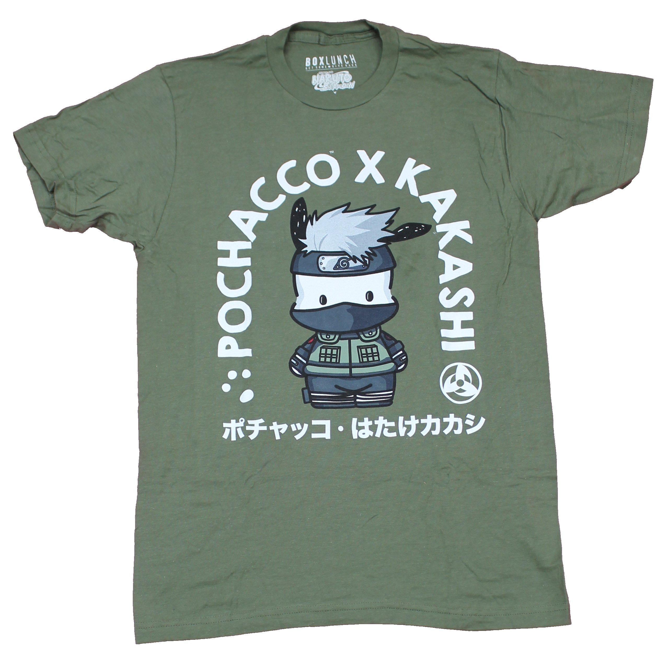 Naruto Shippuden Adult New T-Shirt - KaKashi Hatake Pochacco Kanji Arch S