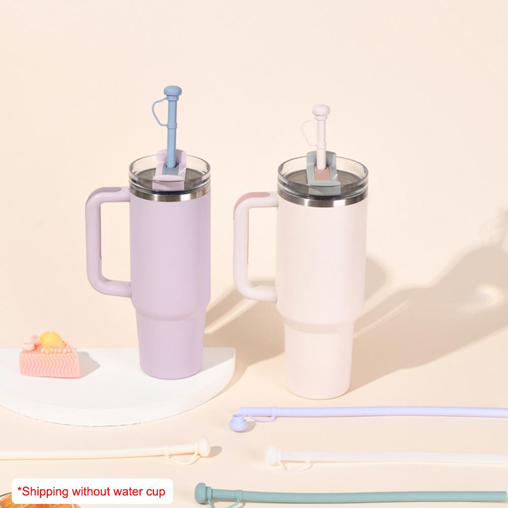 Paille de Rechange en Silicone avec Embout de Paille Paille Longue Réutilisable Paille pour Tasse Stanley 20/30/40oz Accessoires