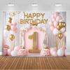 1. Geburtstag Party Dekorationen Rosa Gold Ballons Glitzer Hintergrund Banner Neugeborenen Kulisse Zubehör Fotografie Requisiten Kinder Geschenk