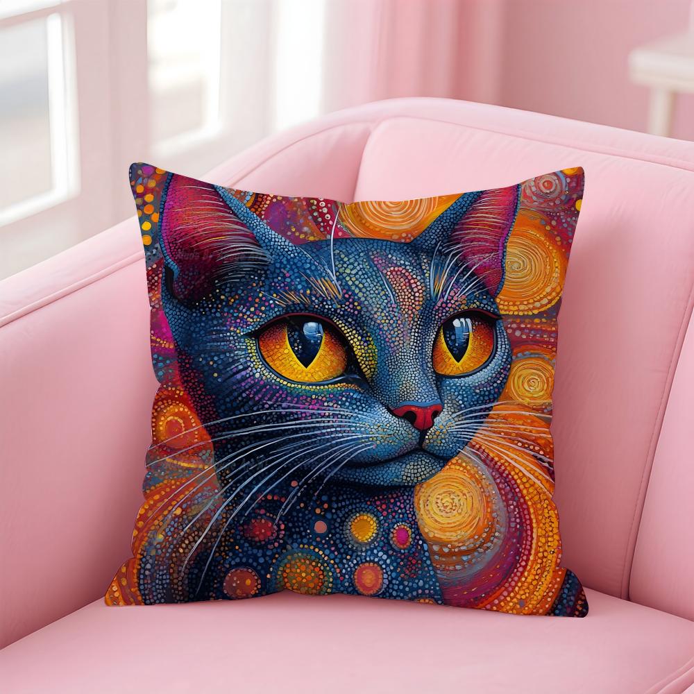 Prints Of The Strange Cats Cushion Cover Linen Pillowcase Cover Soft Decor for Sofa Home Room