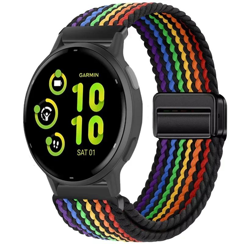 20/22mm Nylon Strap for Garmin Forerunner 55 165 970 570 965 955/Venu 4 45mm Magnetic Band Garmin Vivoactive 5 6/Vivomove Trend