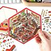 1Set Cartoon 3D Landscape Stickers Pocket Cabin Scene Stacking Pasting Stickers Diy Decoration Stickers Festival Birthday Gifts