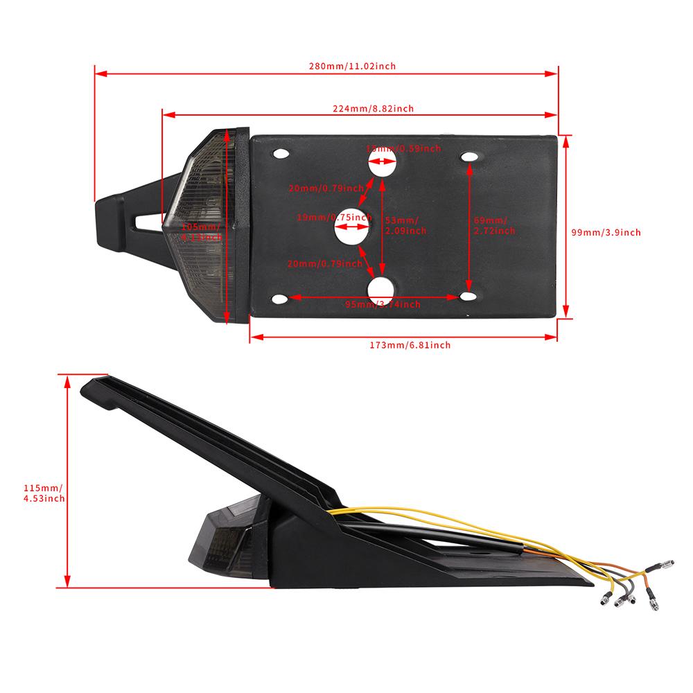 Motorcycle Tail Lights Rear Fender Stop Signal Taillight Dirt Bike Universal 12v License Plate Moto Accessories
